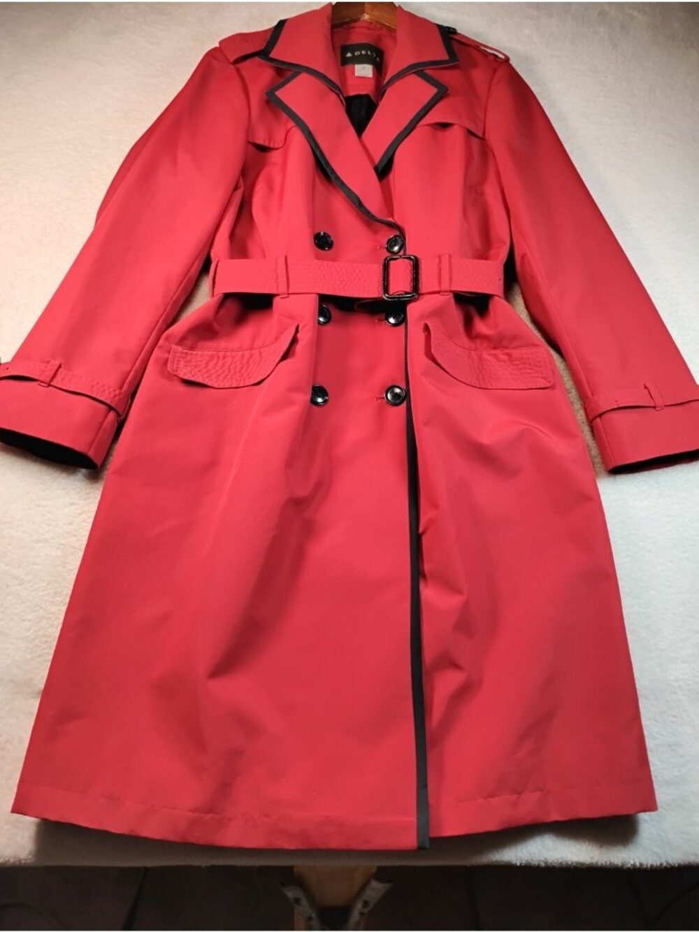 Delta Stewardess Flight Attendant Uniform Trench Coat Double Breasted Mid Length
